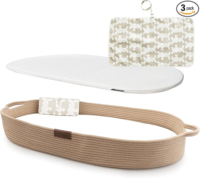 Baby Changing Basket, Portable Diaper Changing Pad, Moses Basket for Newborns, Changing Table Topper for Baby Nursery, Waterproof Travel Pad Cover