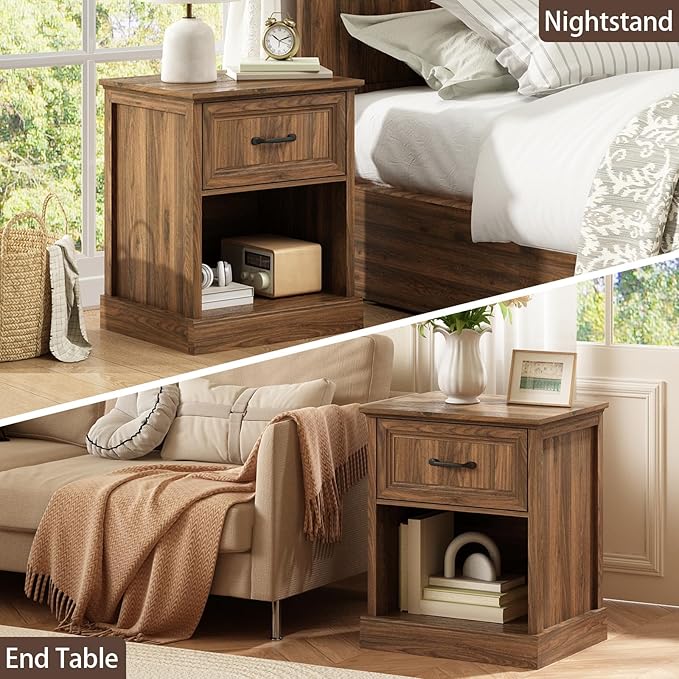 CARPETNAL Farmhouse Dresser and Nightstand Sets for Bedroom, 3 Pcs Bedroom Set, 9 Drawer Dresser & Nightstand Set of 2, Modern Wood Chest of Drawers for Bedroom, Living Room, Entryway, Brown