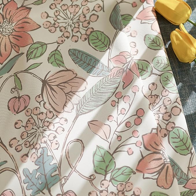 jinchan Nursery Curtains 95% Blackout Pink 96 Inch Long Floral Curtains for Girls Room, Farmhouse Drapes for Living Room Bedroom Darkening Window Treatment Grommet Top Set of 2 Panels