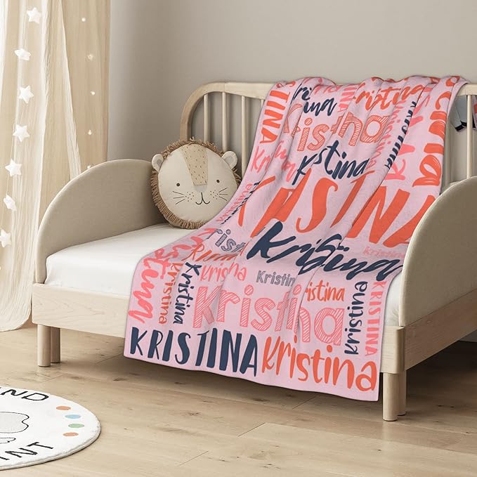 Dr.TOUGH Personalized Blankets with Name Customized Baby Blankets for Girls Boys Adults Monogrammed Blankets and Throws Christmas Birthday Mothers Fathers Valentines Day Gift (Pink,30''×40'')