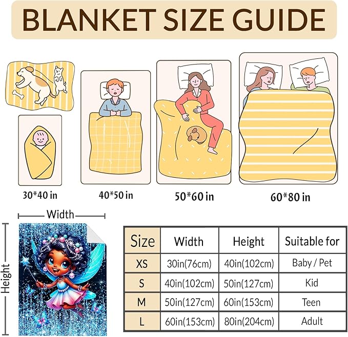 Girls Blanket Fairy Throw Gift for Toddler Kids Daughter Birthday - 30x40 Inches Lightweight Soft Black Throw Blankets for Sofa Couch Bedroom Trip