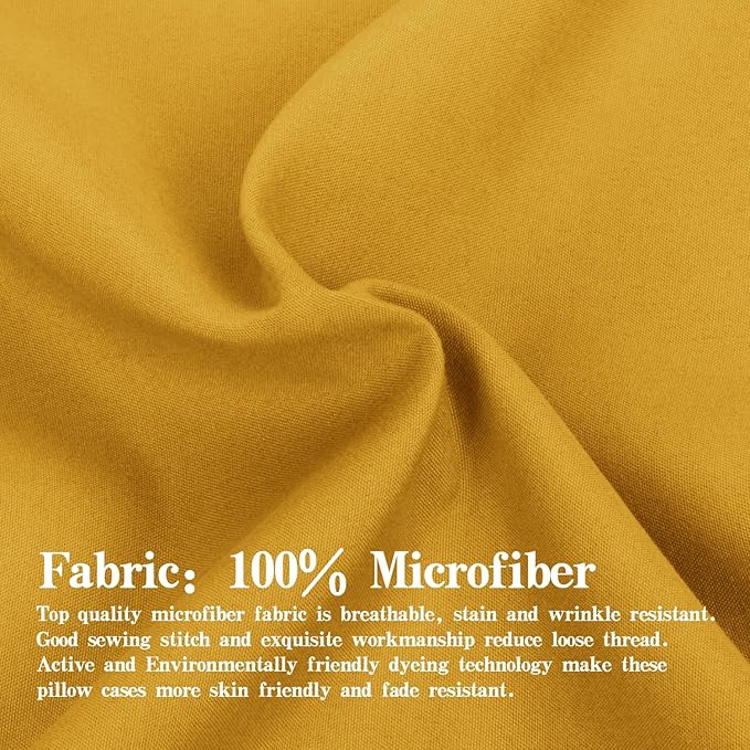NTBAY Microfiber Toddler Pillowcases with Envelope Closure, 2 Pack 100% Brushed Microfiber Soft Travel Kids Nursery Pillow Cases, 14"x20" Fits Pillows Sized 12"x16" 13"x18" 14"x19", Ginger Yellow