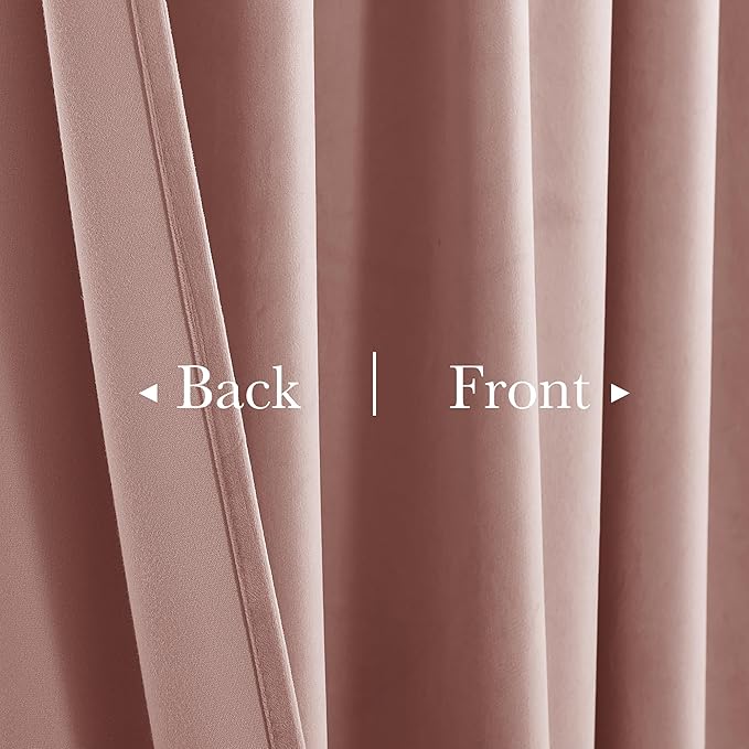 StangH Dusty Pink Curtains 92 inches Long Super Soft Velvet Room Darkening Thermal Insulated Kids Bedroom Window Drapes Back Tab Elegant Decor for Living Room, W52 x L92, 2 Panels