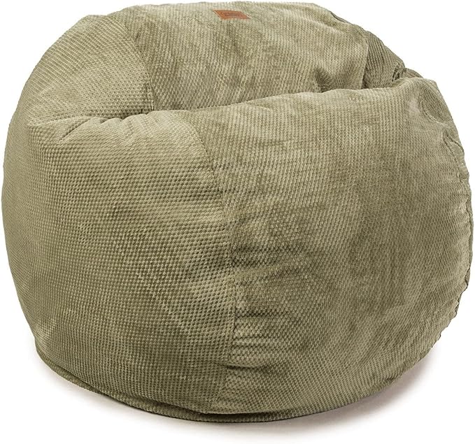 CordaRoy's Chenille Bean Bag-Convertible Bean Bag Chair-Machine-Washable Chenille Fabric Cover-for Basement,Living Room,Game Room,Dorm & More - Queen Size - Moss | Made in The USA