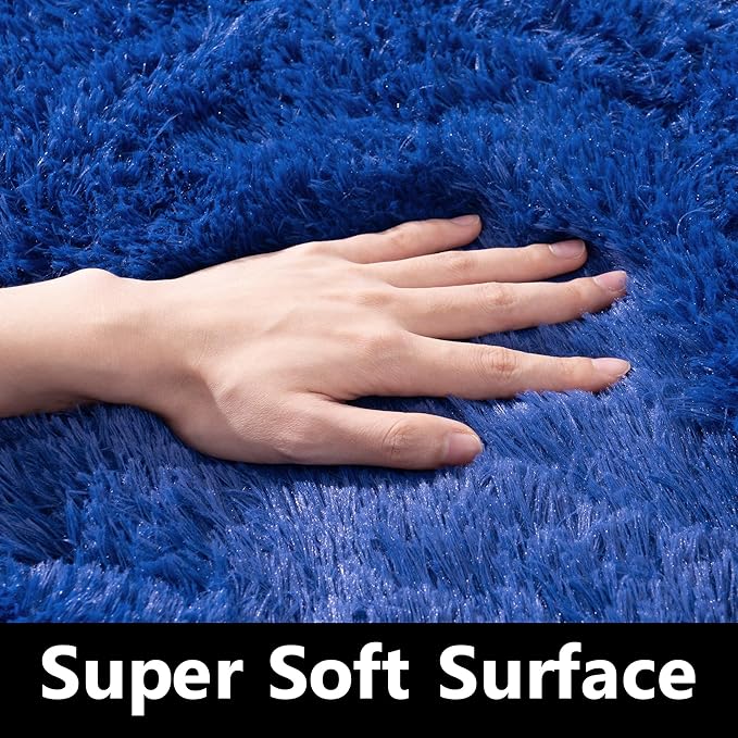 Dark Blue Rug 2x3 - Small Rugs for Living Room Height Pile 1.4" Plush - Fuzzy Throw Rugs for Bedroom - Navy Blue