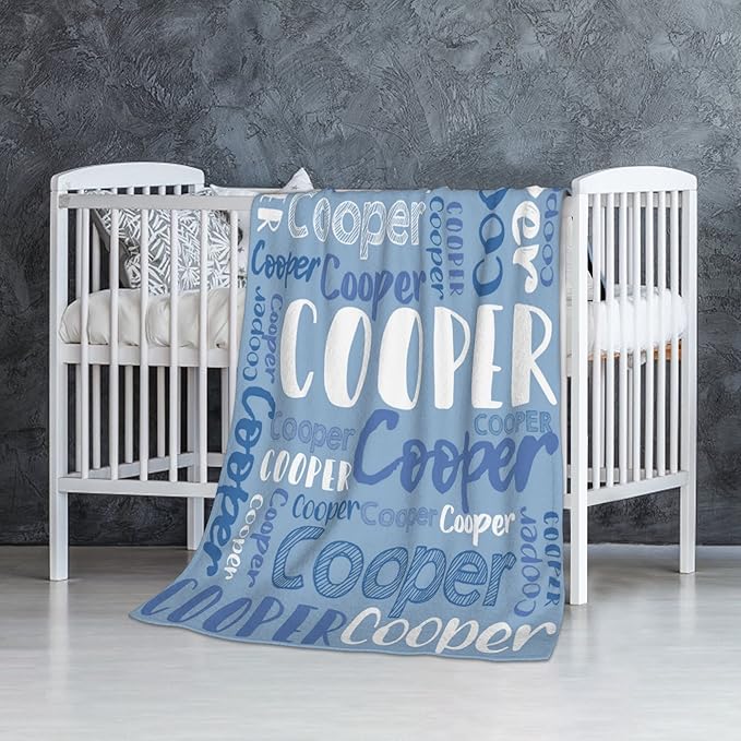 Dr.TOUGH Personalized Blankets with Name Customized Baby Blankets for Girls Boys Adults Monogrammed Blankets and Throws Christmas Birthday Mothers Fathers Valentines Day Gift (Sky Blue,30''×40'')