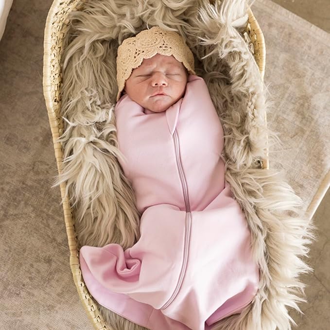 Tiny Twinkle Baby Sleep Sack 0-3 Months 1.0 TOG, Cotton & Elastane Wearable Blanket, Swaddle Transition Micro-Fleece, Machine Washable(Pink)