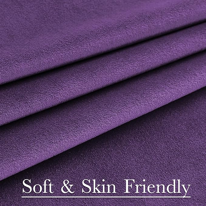 StangH Purple Velvet Curtains Room Darkening Thermal Insulated Drapes for Bedroom Living Room, Super Soft Velvet Window Treatment with Rod Pocket Back Tab, 52x108 inches, 2 Panels