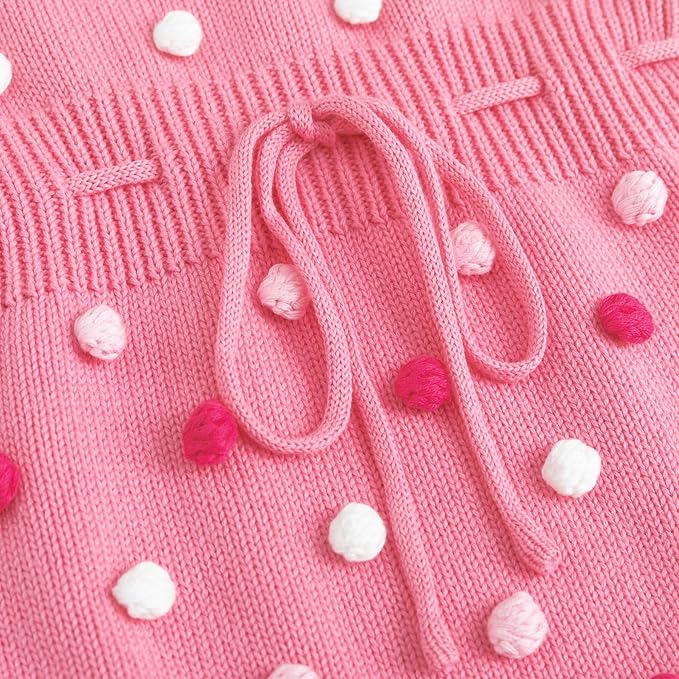 Simplee kids Baby Girl Knit Romper Fall Sleeveless Pompoms Rompers Newborn Little Girl Overall Jumpsuit Outfits