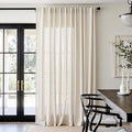 jinchan Beige Linen Blend Curtain 96 Inches Length 1 Panel for Sliding Door, Light Filtering 100 Inches Extra Wide Farmhouse Natural Drape with Rod Pocket Back Tab (100W x 96L, Ecru)