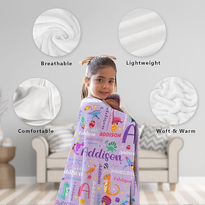 Custom Dinosaur Astronaut Blanket Gifts for Girls Boys Women - Super Soft Cozy Warm Throw Sheet for Couch Bed Sofa Office Decor All Season 50"x60" for Teens