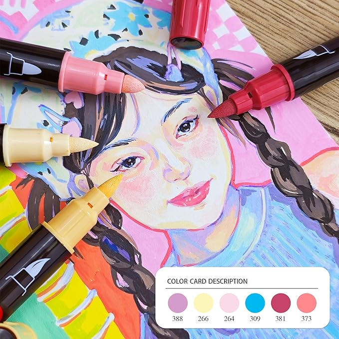 48 Skin Tone Colors Acrylic Paint Marker for Adult Dual Tip with Fine & Soft Brush Pens for Paper, Rock Painting, Wood Sign, Metal, Plastic, Drawing
