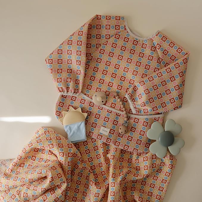 mushie Muslin Baby Swaddle Blanket | 100% Organic Cotton (Happy Flowers Check)