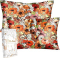 Silk Pillowcase 2 Pack - Pillow Cases 20" x 36" King Size Set of 2 for Hair and Skin Smooth Soft Breathable with Hidden Zipper Cooling Pillow Covers for Sleeping, Mushroom Bushes