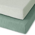 Muslin Pack and Play Sheets Fitted, 100% Cotton Mini Crib Sheets 2 Pack for Pack N Play Mattress, Stretchy Playard Sheet, Soft and Breathable Gradient Green