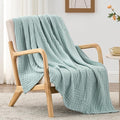 Love's cabin 6 Layer 100% Cotton Muslin Blanket, 60"x80" Twin Muslin Blanket for Couch Bed, Lightweight and Breathable Cotton Gauze for Adult, Cyan
