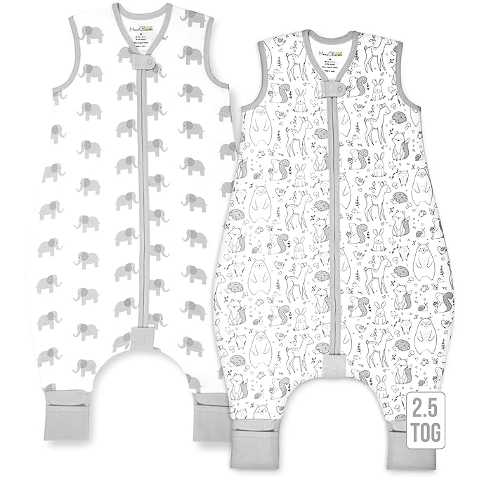 Mama Cheetah Toddler Sleep Sack with Feet, 6-18 Month, 2.5 TOG Organic Cotton Baby Sleeping Bag with Legs, Baby Wearable Blankets for Walkers w/ 2-Way Zipper, Baby Sleep Sack for Girls & Boys, Small