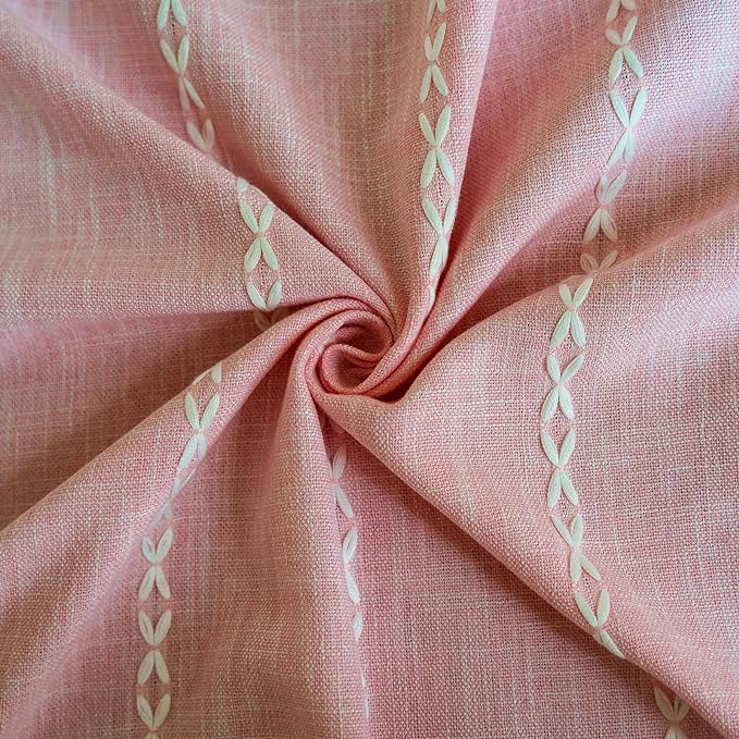 Deeprove Pink Boho Curtains 96 inches Long for Baby Princess Teenage Girl School Bedroom Nursery Room, Blush Bohemian Embroidery Farmhouse Privacy Fringes Window Treatments Decor, W52 x L96, 1 Panel