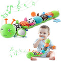 Baby Toys 0-6-12 Months,Musical Caterpillar Stuffed Animals Activity Infant Toys with Crinkle,Rattles,Mirror&Pull String,Muti-Sensory Toys Gifts for Newborn Tummy Time,Kelly Green|Leafy