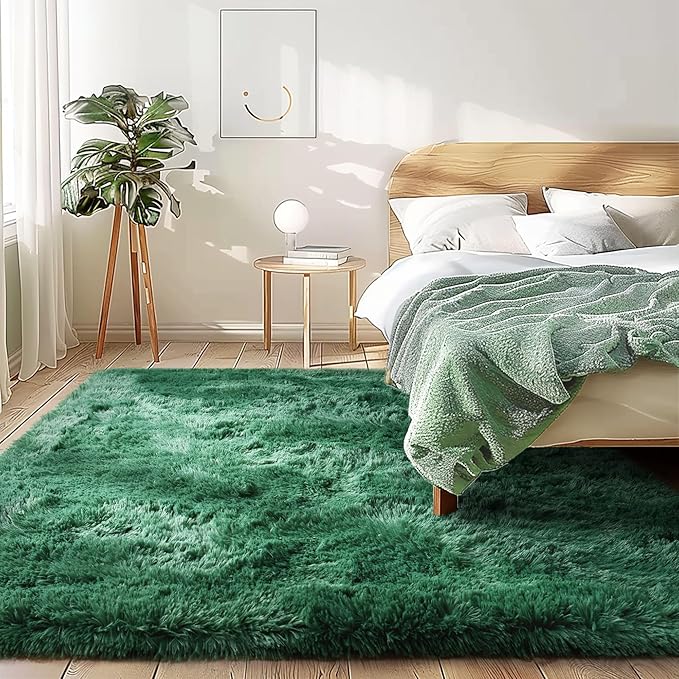 Fluffy Throw Fade Resistant 3x5 Feet, Jasper Small Throw for Boys Room, Plush Furry Bedside Rug for Bedroom