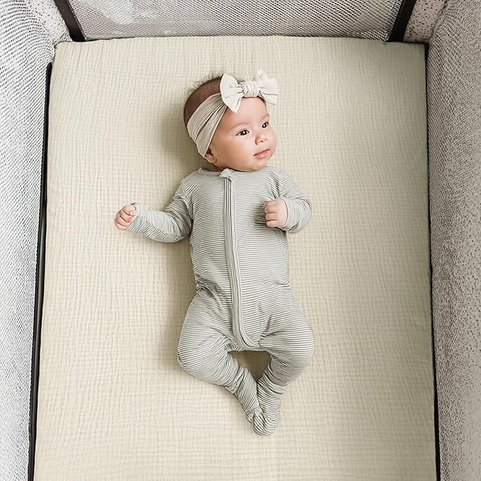 lulumoon Pack and Play Sheets Muslin: Cotton Fitted Sheets for Chicco Pack N Play - Soft Playard Sheets for Boys and Girls 2Pack