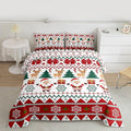 Feelyou Merry Christmas Comforter Set Queen Size Santa Claus Bedding Set for Kids Boys Girls Cute Deer Duvet Quilt Snowflake Bedroom Decor Microfiber 3 Pcs with 2 Pillow Cases