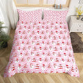 Christmas Bedding Duvet Cover Set Kids Cartoon Christmas Snowman Bedding Set Boys Girls Decor Snowflake Comforter Cover Set Microfiber Pink Xmas Theme Bedspread Cover Bedroom Bedclothes Twin Size