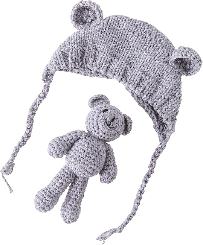 Jastore Infant Newborn Photography Prop Photo Crochet Boys Girls Knit Toy Rabbit Hats