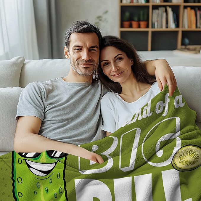 Pickle Throw Blanket, Cute Green Pickles Theme Gifts, Pickle Gifts for Christmas Thanksgiving Birthday, Funny Blankets for Adult Teens Pickles Lovers, Flannel Blanket on Sofa Couch 50"x 60"
