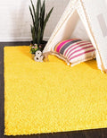 Unique Loom Solid Shag Collection Area Rug (8' x 11' Rectangle, Tuscan Sun Yellow)