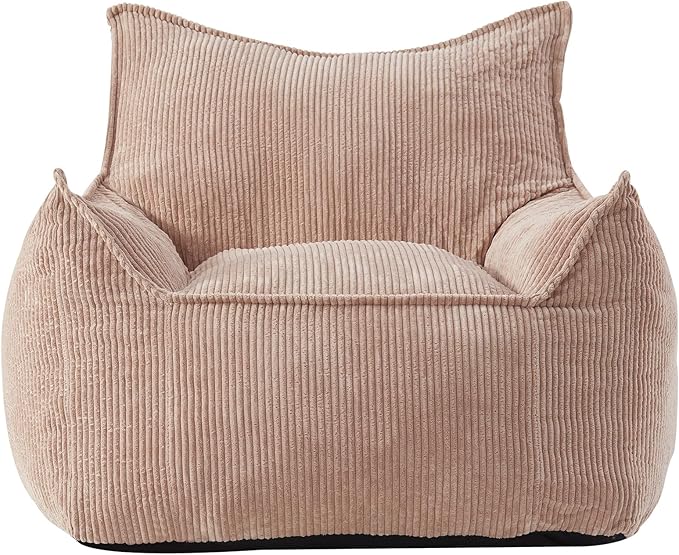 Giant Bean Bag Chair Sofa for Adults Teens, Comfy Corduroy Large Bean Bag Chairs with Armrests for Bedroom Living Room, Adult BeanBag Lazy Sofa Couch Chairs with Filler Included