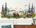 Large Jungle Animals Wall Decals Forest Tree Wall Decal Peel and Stick Woodland Bear Fox Deer Wall Stickers Giant Mountain Art for Bedroom Nursery Room FX-C432