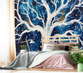 XMPMBM-Graffiti Art backsplash Large Decorative Wallpaper Watercolor Tree Bedroom Bathroom Nursery Room Wall Mural- W 88" X H 59"（36 Square Foot）