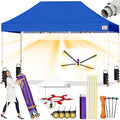 Tradesparker 10x15 Pop Up Canopy Tent,Commercial Movable Canopy with ApexCore LED & Rugged Casters-Instant Easy Setup Shelter Canopies with Weight Bags & Stakes for Oudoor Events Markets Vendors,Blue