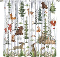 Animal Kids Curtains, Woodland Squirrel Rabbit Bear Animal Friends Forest Curtains for Boys and Girls Bedroom Living Room Kitchen 42x54 Inch
