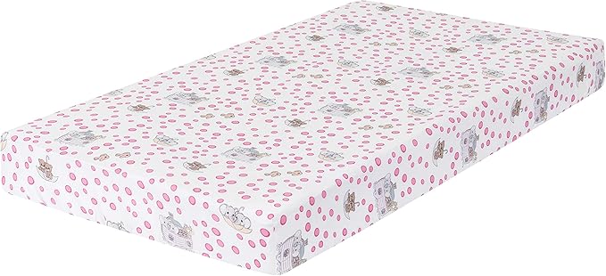 EVERYDAY KIDS Precious Moments Noah’s Ark 4 Pc Crib Bedding for Girls Nursery Set Includes Baby Bed Quilt, Fitted Sheet, Dust Ruffle and Diaper Stacker with Sweet Images of Elephants and Giraffes