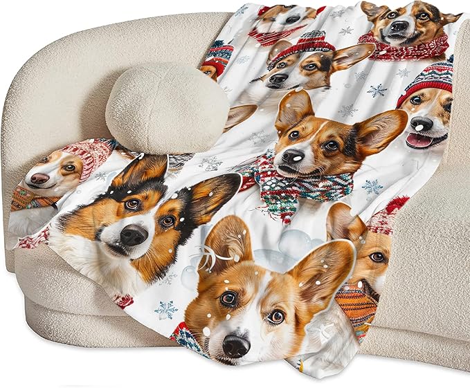 Corgi Blanket Funny Corgi Dog Gifts for Girls Boys Woman Kids Cute Corgis Lover Bear Throw Blankets Soft Blanket Warm Fleece Flannel Plush Blankets for Bed Sofa Couch 60"x80"
