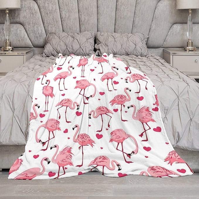 Flamingo Pink Throw Blanket for Kids & Adults - Soft, Warm, Cozy Fleece for Couch, Sofa, Bed - 50"x60"