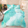 Teal Comforter Set Full: Blue Green Marble Bedding Sets for Teen Girls Kids Aqua Teal and Gold Abstract Marbling Quilts Mint Green Bed Set 1 Comforter & 2 Pillowcases