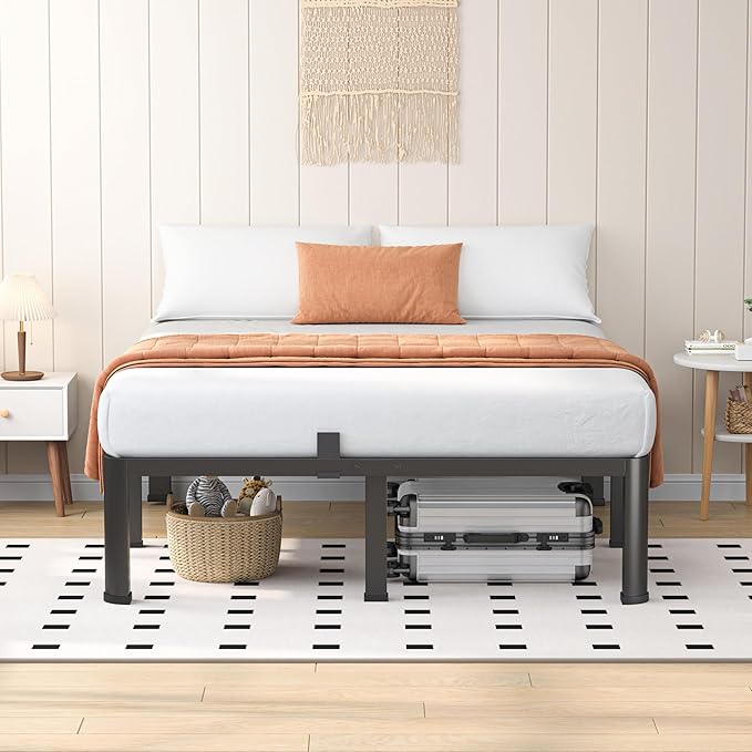 20 Inch King Heavy Duty 3500 lbs Bed Frame with Round-Corner Legs & Anti-Squeak Design – Quick Assembly Metal Platform, No Box Spring Needed