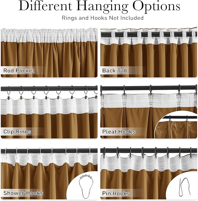 StangH Gold Brown Velvet Blackout Curtains for Sliding Door, Luxury Heavy Thermal Insulated Noise Reducing Window Drapes for Theater/Living Room/Bedroom/Patio, W100 x L96, 1 Panel