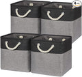 Temary Storage Baskets 4 Pack Fabric Storage Cubes Basket for Organizing, Collapsible Cloth Baskets with Handles for Shelves, Home, Closet (Black&Gray)