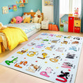 Kids Rugs for Playroom, 3x4 Feet Educational Rug for Learn The ABC Alphabet, Soft Machine Washable Non-Slip Cute Cartoon Animals Carpet for Classroom Toddler Nursery Kids Room Decor, Blue