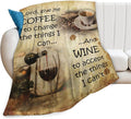 Vintage Coffee Blanket for Girls Boys Drink Wine Throw Blankets Soft Cozy Warm Fuzzy Fleece Lord Bedding Flannel Throws Stuff Gifts for Coffee Lovers Kids Men Women Bedroom Decor 60"x50"