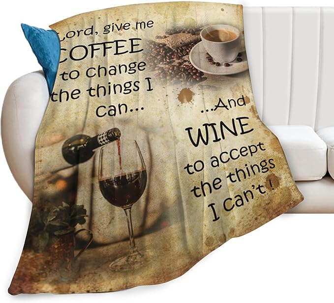 Vintage Coffee Blanket for Girls Boys Drink Wine Throw Blankets Soft Cozy Warm Fuzzy Fleece Lord Bedding Flannel Throws Stuff Gifts for Coffee Lovers Kids Men Women Bedroom Decor 80"x60"