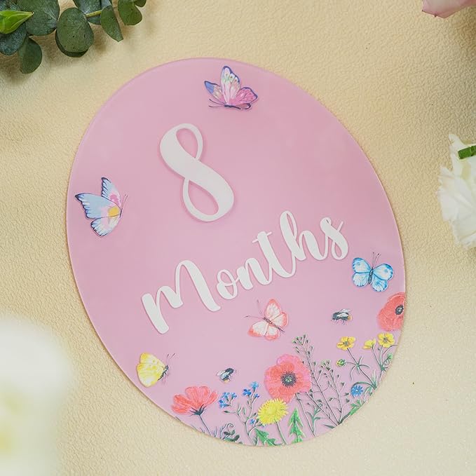 Baby Monthly Milestone Sign - Acrylic Baby Monthly Milestone Card - Newborn Photography Props to Document Your Baby´s Growth - Baby Announcement Sign (B11)