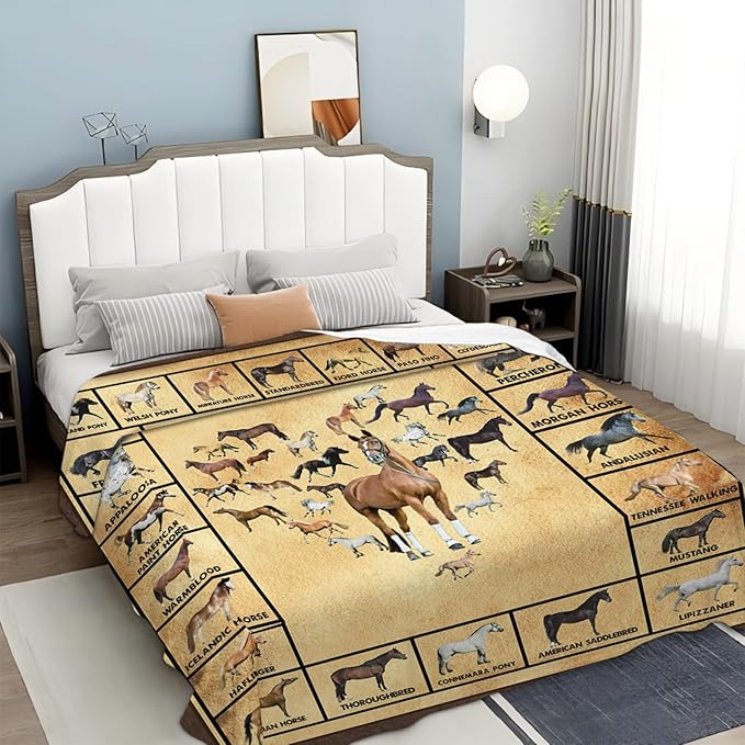 Tijuboni Horses Throw Blanket Horse Gifts for Girls Boys Women Men Kids Adults Soft Flannel Fleece Blanket for Couch Sofa Bed Home Decor 40"x50"
