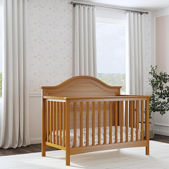 Carter's by DaVinci Nolan 4-in-1 Baby Crib - Convertible to Toddler Bed, Daybed, Full-Size Bed - GREENGUARD Gold Certified - 4 Adjustable Mattress Heights - Conversion Kit Sold Separately - Chestnut
