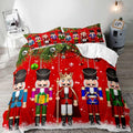 LUVIVIHOME 2PCS Christmas Nutcracker Duvet Cover Twin Bedding Sets, Teens Boys Girls Kids Bedding, Christmas Balls Snowflake Winter Holiday Festival Xmas Gifts Red Comforter Quilt Cover, 1 Pillow Sham