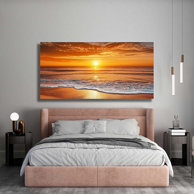 Yuaxker Ocean Wall Art Red Print Aesthetic Wall Decor Modern Trendy Canvas Artwork for Living Room Bedroom Dining Room Office Home Decor 20x40inch